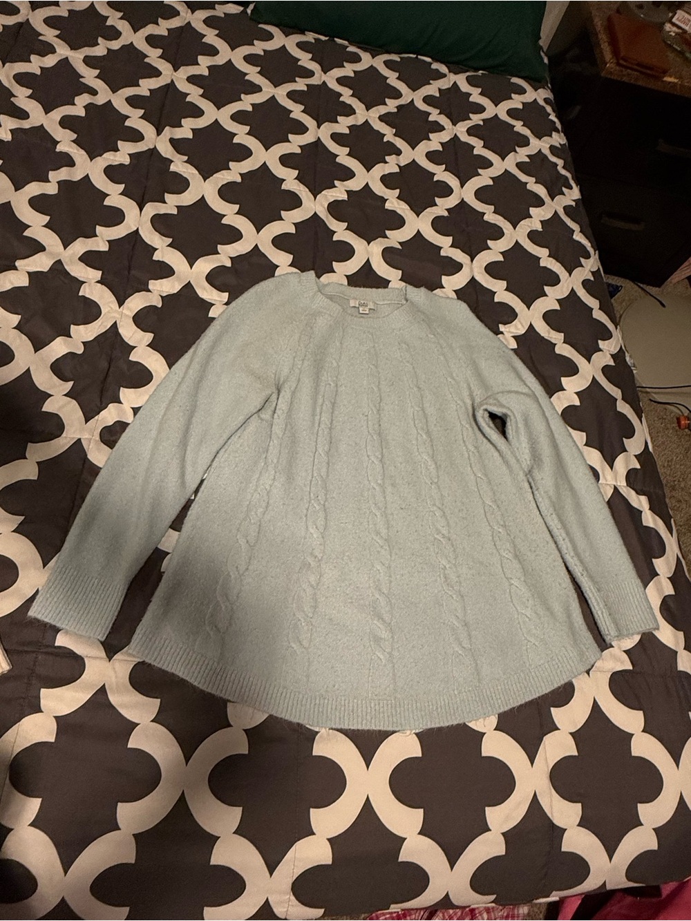 croft & barrow Light Blue Cable Knit Crewneck Sweater